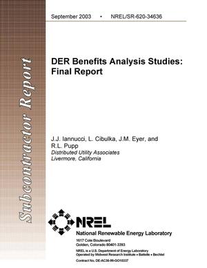 DER Benefits Analysis Studies: Final Report