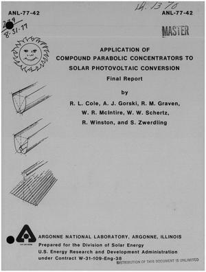 Application of compound parabolic concentrators to solar photovoltaic conversion. Final report