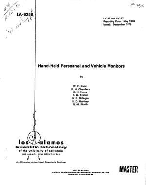Hand-held personnel and vehicle monitors. [For special nuclear materials searches at area access and exit portals]
