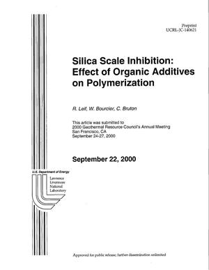 Silica Scale Inhibition: Effect of Organic Additives on Polymerization