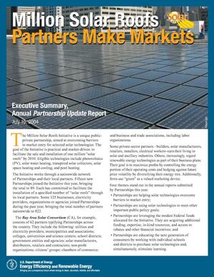Million Solar Roofs: Partners Make Markets