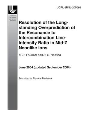 Resolution of the Long-Standing Overprediction of the Resonance to Intercombination Line-Intensity Ratio in mid-Z Neonlike Ions