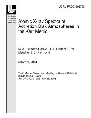 Atomic X-ray Spectra of Accretion Disk Atmospheres in the Kerr Metric