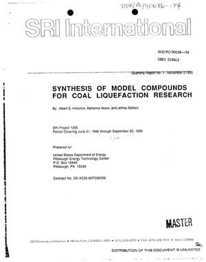 Synthesis of model compounds for coal liquefaction research