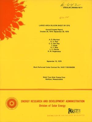 Large area silicon sheet by EFG. Annual progress report, October 29, 1975--September 30, 1976