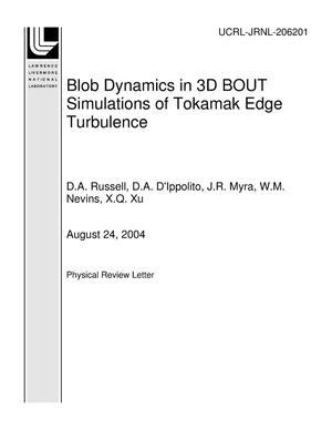 Blob Dynamics in 3D BOUT Simulations of Tokamak Edge Turbulence