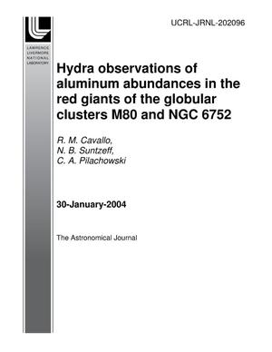 Hydra observations of aluminum abundances in the red giants ofthe globular clusters M80 and NGC 6752