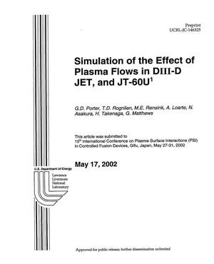 Primary view of object titled 'Simulation of the Effect of Plasma Flows in DIII-D, JET, and JT-60U'.