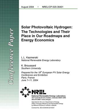 Solar Photovoltaic Hydrogen: The Technologies and Their Place in Our Roadmaps and Energy Economics