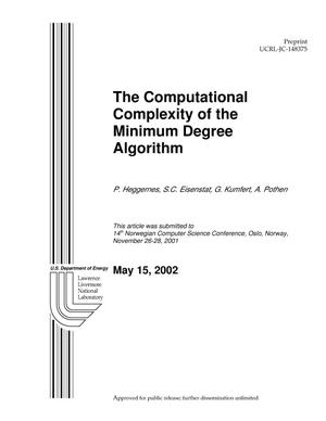 The Computational Complexity of the Minimum Degree Algorithm