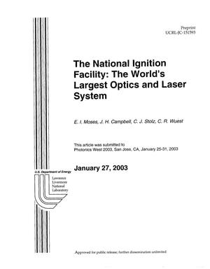 The National Ignition Facility: the World's Largest Optics and Laser System