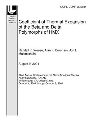 Coefficient of Thermal Expansion of the Beta and Delta Polymorphs of HMX