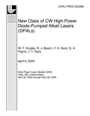 New Class of CW High-Power Diode-Pumped Alkali Lasers (DPALs)