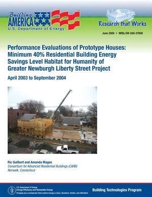 Performance Evaluations of Prototype Houses: Minimum 40% Residential Building Energy Savings Level Habitat for Humanity of Greater Newburgh Liberty Street Project: April 2003--September 2004