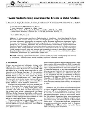 Toward understanding environmental effects in SDSS clusters