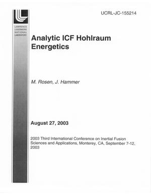 Analytic ICF Hohlraum Energetics