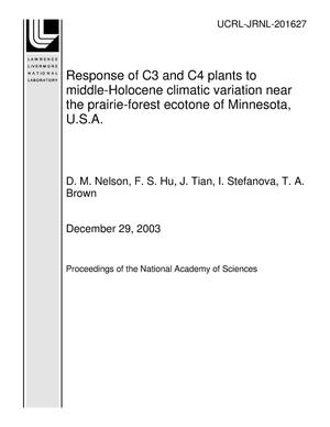 Response of C3 and C4 plants to middle-Holocene climatic variation near the prairie-forest ecotone of Minnesota, U.S.A.