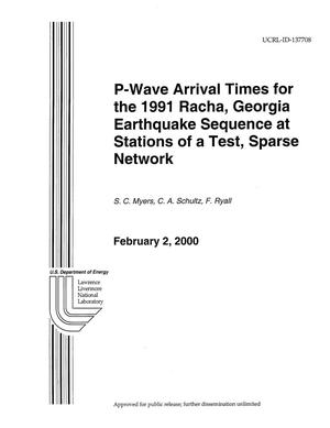 P-wave arrival times for the 1991 racha, Georgia earthquake sequence at stations of a test, sparse network