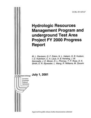 Hydrologic Resources Management Program and Underground Test Area Project FY 2000 Progress Report