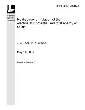 Real-space formulation of the electrostatic potential and total energy of solids