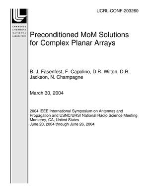 Preconditioned MoM Solutions for Complex Planar Arrays