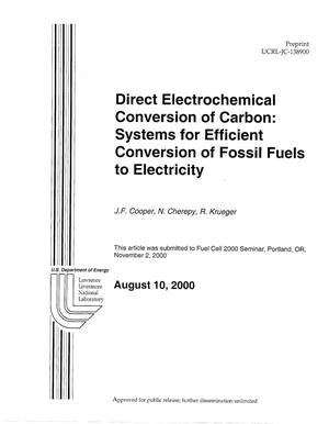 Direct electrochemical conversion of carbon: systems for efficient conversion of fossil fuels to electricity