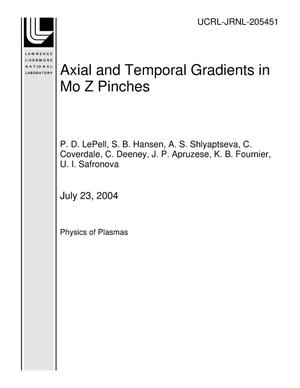 Axial and Temporal Gradients in Mo Z Pinches