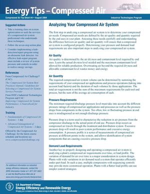 Analyzing Your Compressed Air System; Industrial Technologies Program (ITP) Compressed Air Tip Sheet No.4