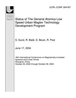 Status of The General Atomics Low Speed Urban Maglev Technology Development Program