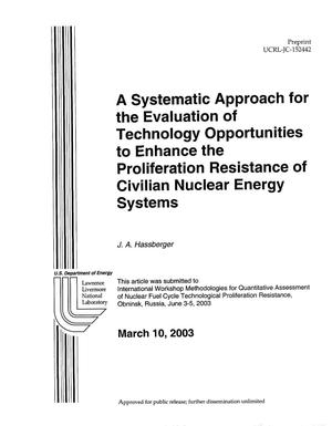 A Systematic Approach for the Evaluation of Technology Opportunities to Enhance the Proliferation Resistance of Civilian Nuclear Energy Systems