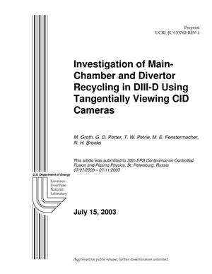 Investigation of Main-Chamber and Divertor Recycling in DIII-D Using Tangentially Viewing CID Cameras