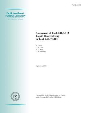 Assessment of Tank 241-S-112 Liquid Waste Mixing in Tank 241-SY-101