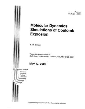 Molecular Dynamics Simulations of Coulomb Explosion