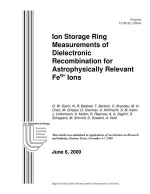 Ion storage ring measurements of dielectronic recombination for astrophysically relevant Feq+ ions