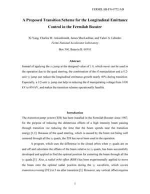 A proposed transition scheme for the longitudinal emittance control in the Fermilab Booster