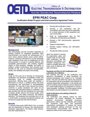 EPRI PEAC Corp.: Certification Model Program and Interconnection Agreement Tools