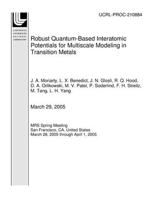 Robust Quantum-Based Interatomic Potentials for Multiscale Modeling in Transition Metals
