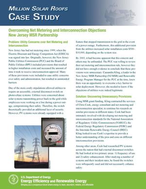 Overcoming Net Metering and Interconnection Objections: New Jersey MSR Partnership