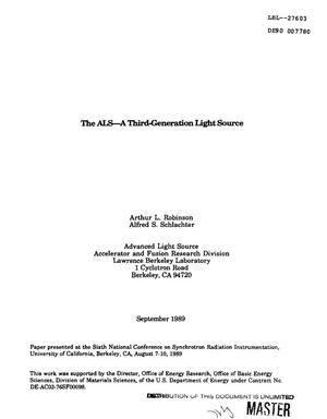 The ALS (Advanced Light Source): A third generation light source
