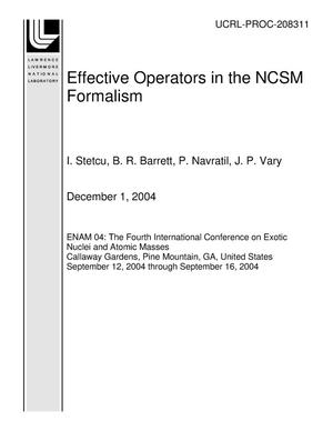 Effective Operators in the NCSM Formalism