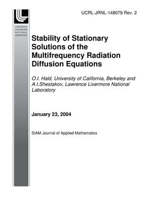 Stability of Stationary Solutions of the Multifrequency Radiation Diffusion Equations