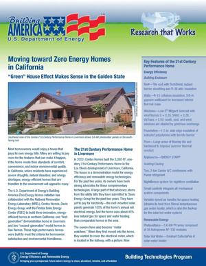 Moving Toward Zero Energy Homes in California: ''Green'' House Effect Makes Sense in the Golden State.