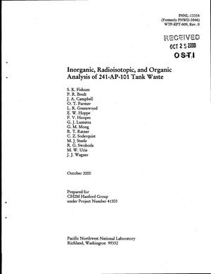 Inorganic, Radioisotopic, and Organic Analysis of 241-AP-101 Tank Waste