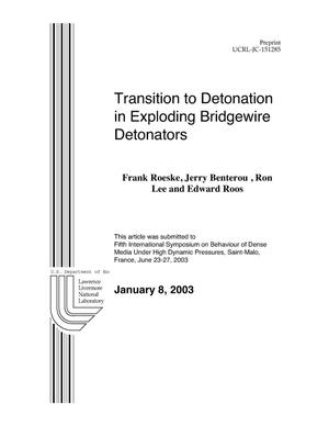 Transition to Detonation in Exploding Bridgewire Detonators