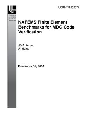 NAFEMS Finite Element Benchmarks for MDG Code Verification