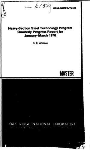 Heavy-section steel technology program. Quarterly progress report for January--March 1976