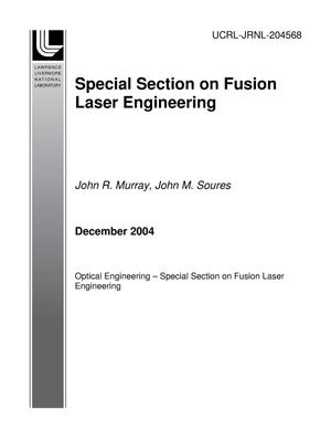 Special Section on Fusion Laser Engineering