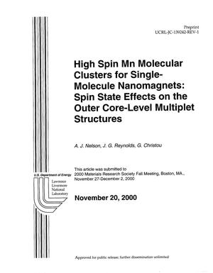 High spin Mn molecular clusters for single-molecule nanomagnets: spin state effects on the outer core-level multiplet structures