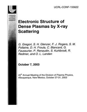 Electronic Structure of Dense Plasmas by X-Ray Scattering
