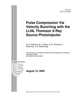 Pulse Compression Via Velocity Bunching with the LLNL Thomson X-ray Source Photoinjector